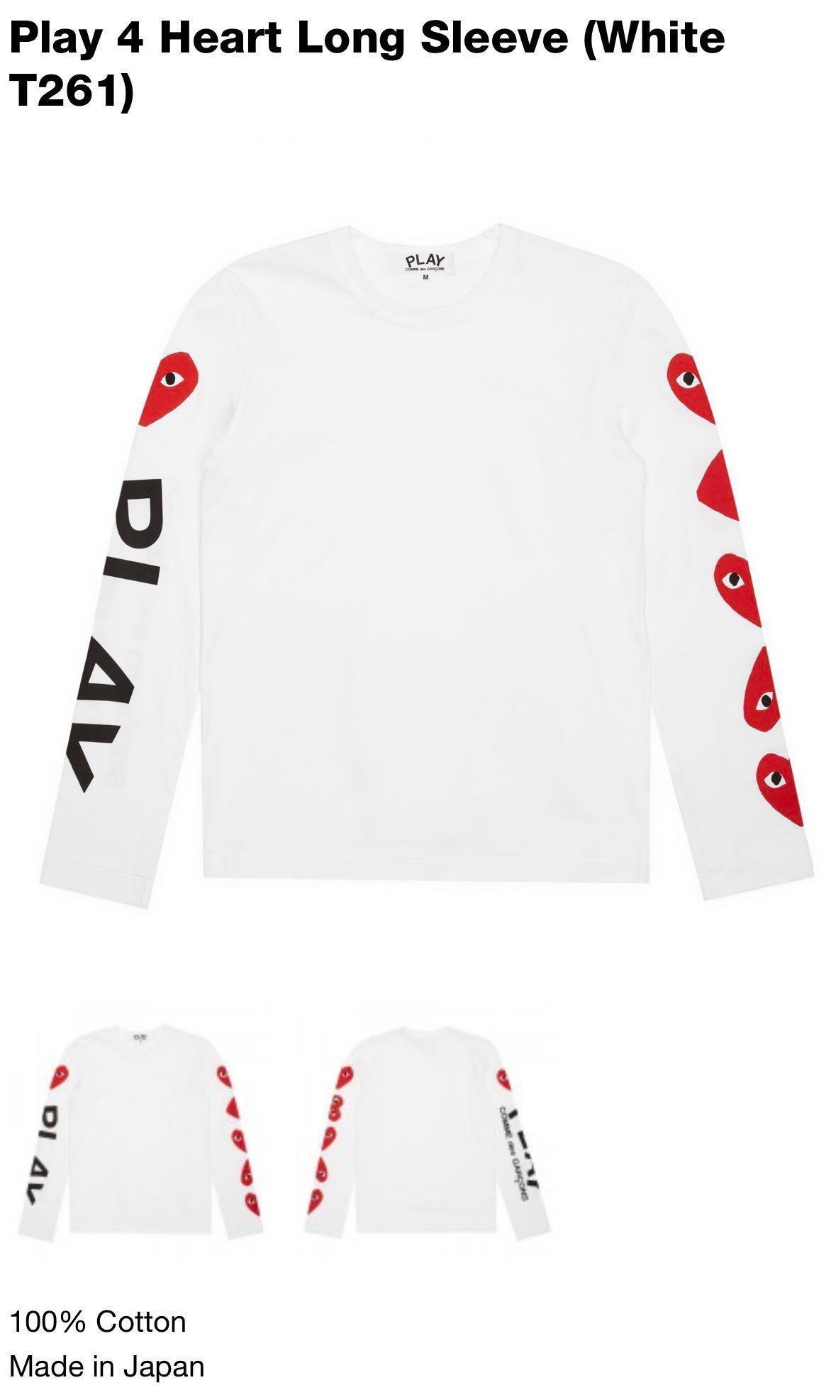 cdg long sleeve sizing