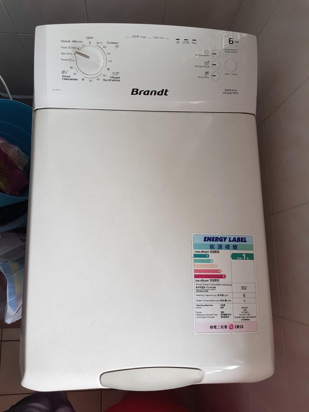 Brandt Top Loading Washing Machine(WTC9670), TV & Home Appliances