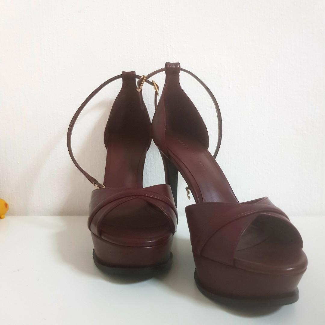 burgundy open toe shoes