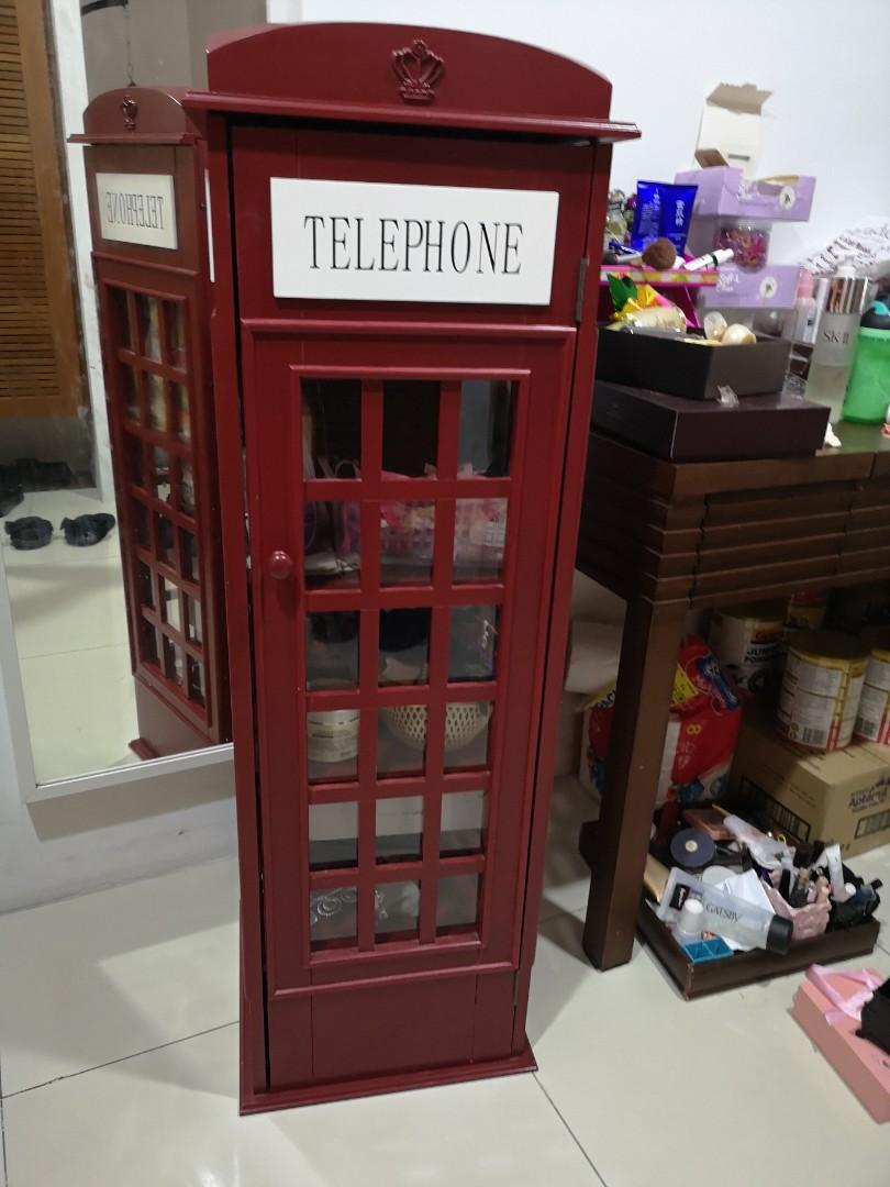 London Phone Booth Display Cabinet Furniture Home Decor Others