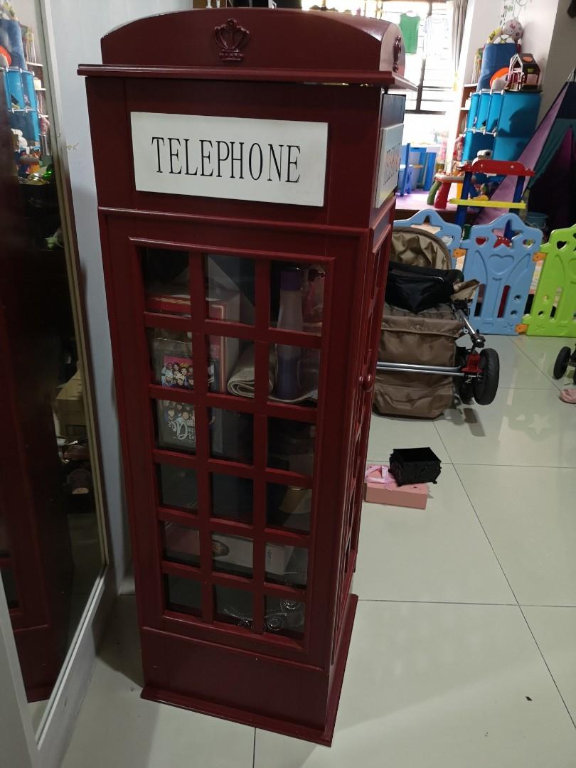 London Phone Booth Display Cabinet Furniture Home Decor Others