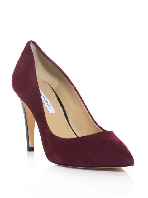 DVF Maroon Suede Pointed Pumps, Women's 