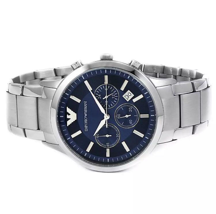 Emporio armani ar2448 men's chronograph watch with navy blue dial shop