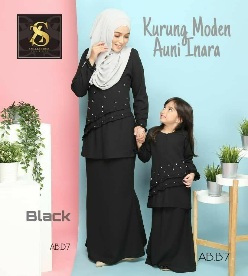 Family Set Baju Raya Hitam Black Muslimah Fashion Two Piece On Carousell