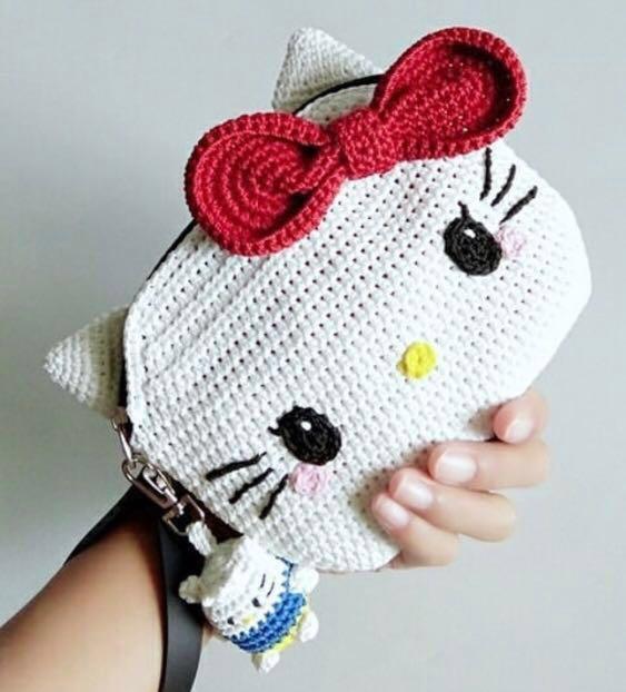 crochet hello kitty purse