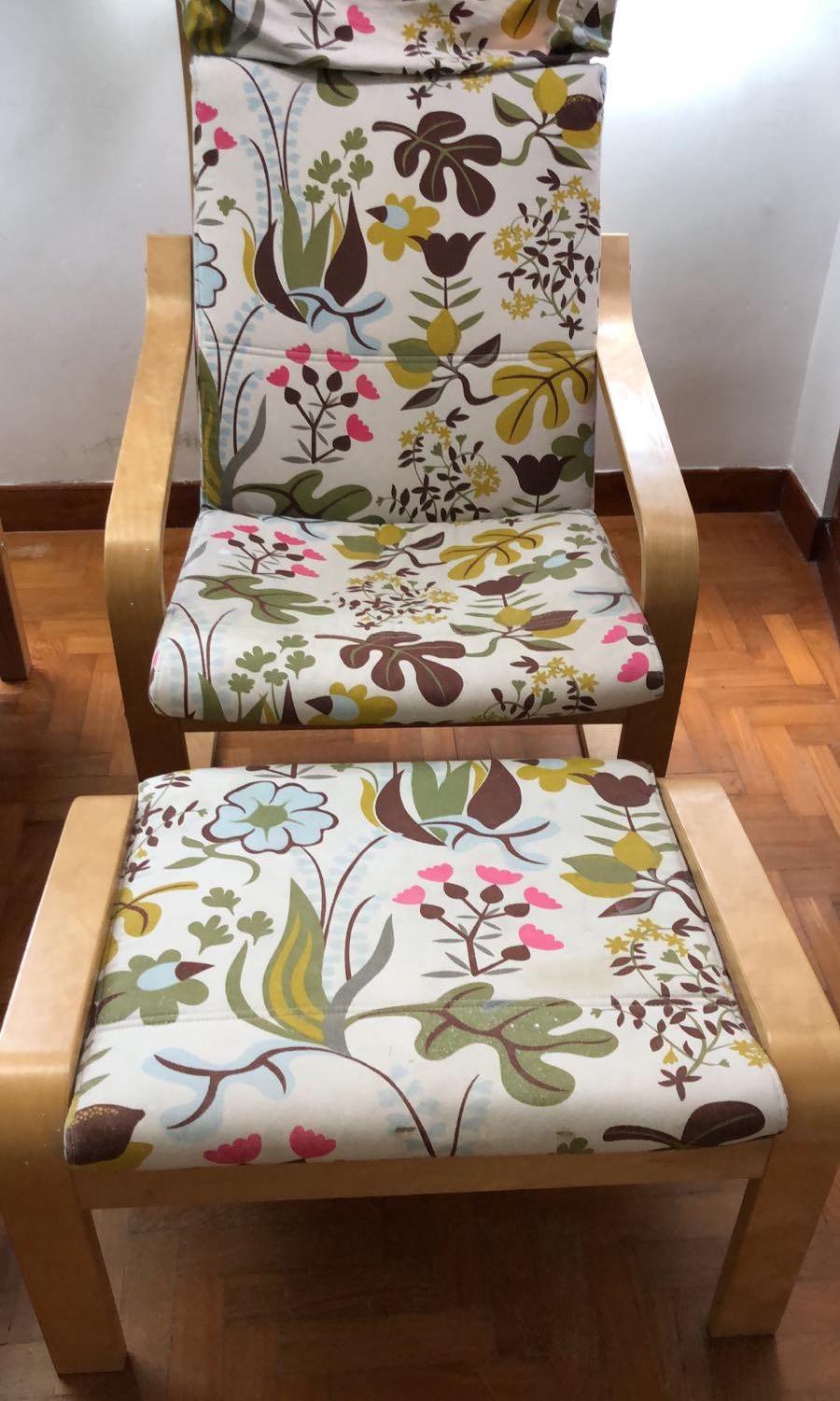 IKEA Poang Armchair and footstool, Furniture Home Living