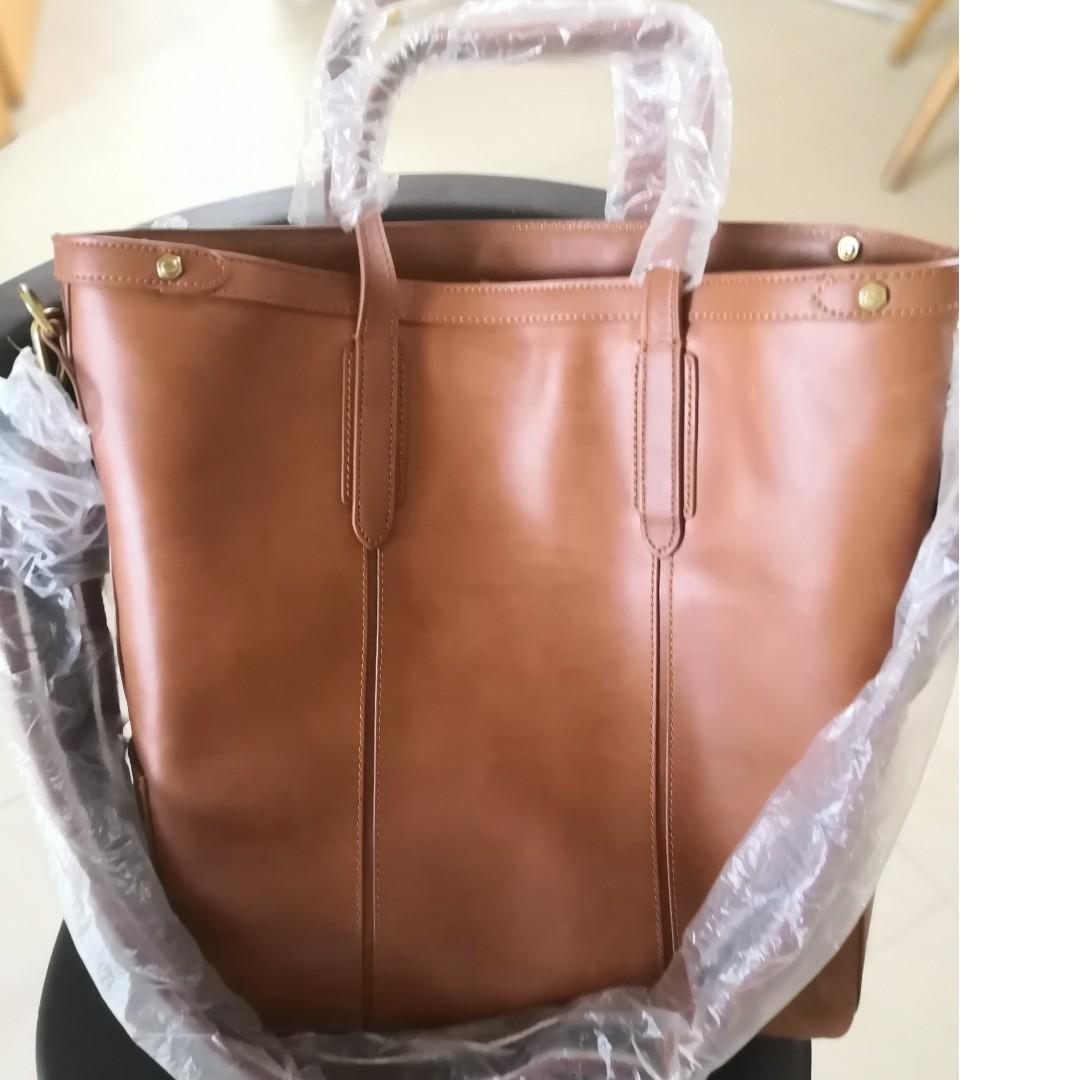 J.CREW Oar Stripe Leather Tote