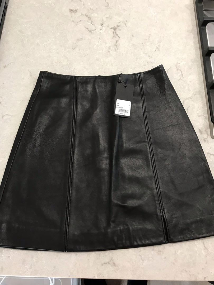 kookai black leather skirt