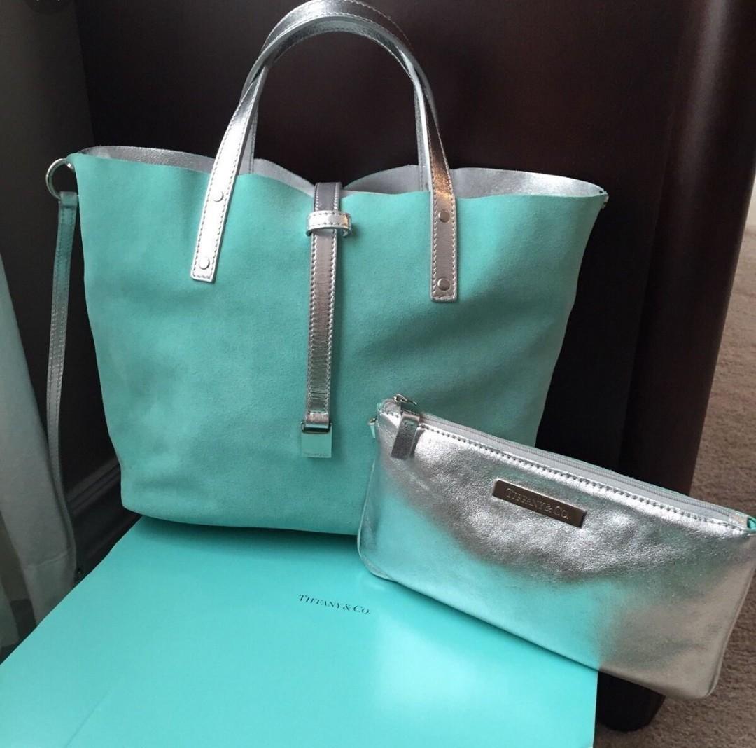 Tiffany & Co Reversible Suede & Metallic Leather Tote Bag