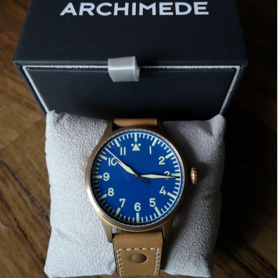LNIB ARCHIMEDE Pilot 42mm Bronze Blue dial Mobile Phones