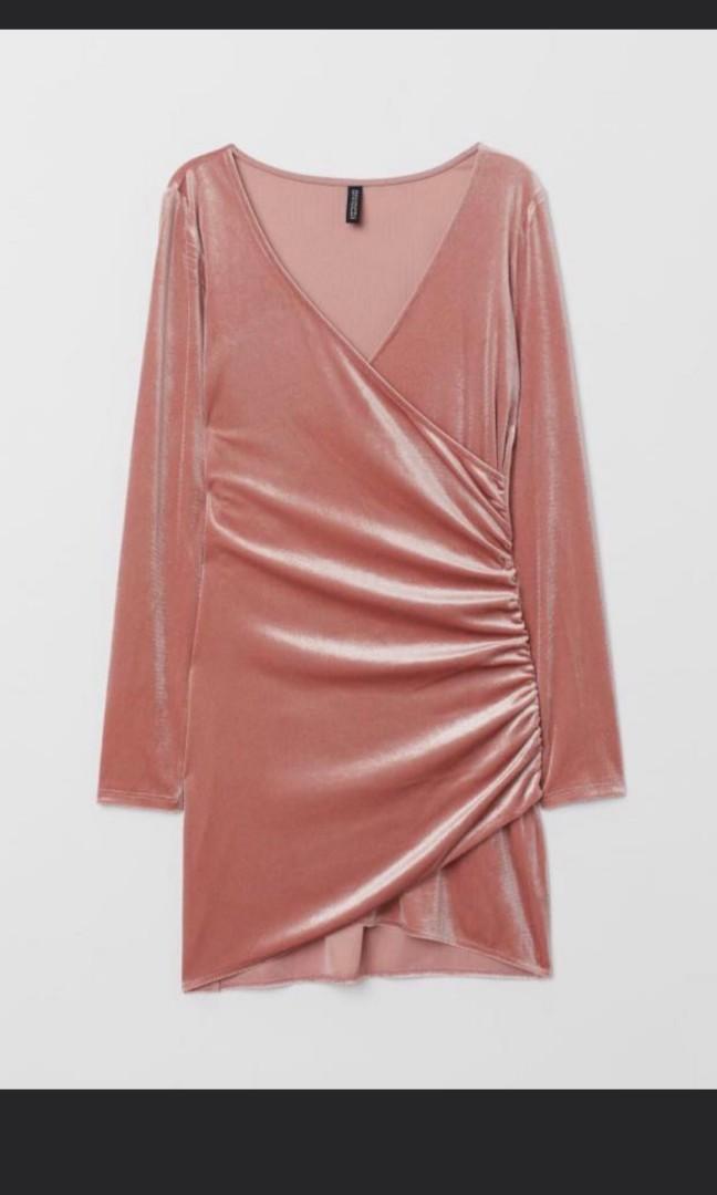 h&m velvet wrap dress