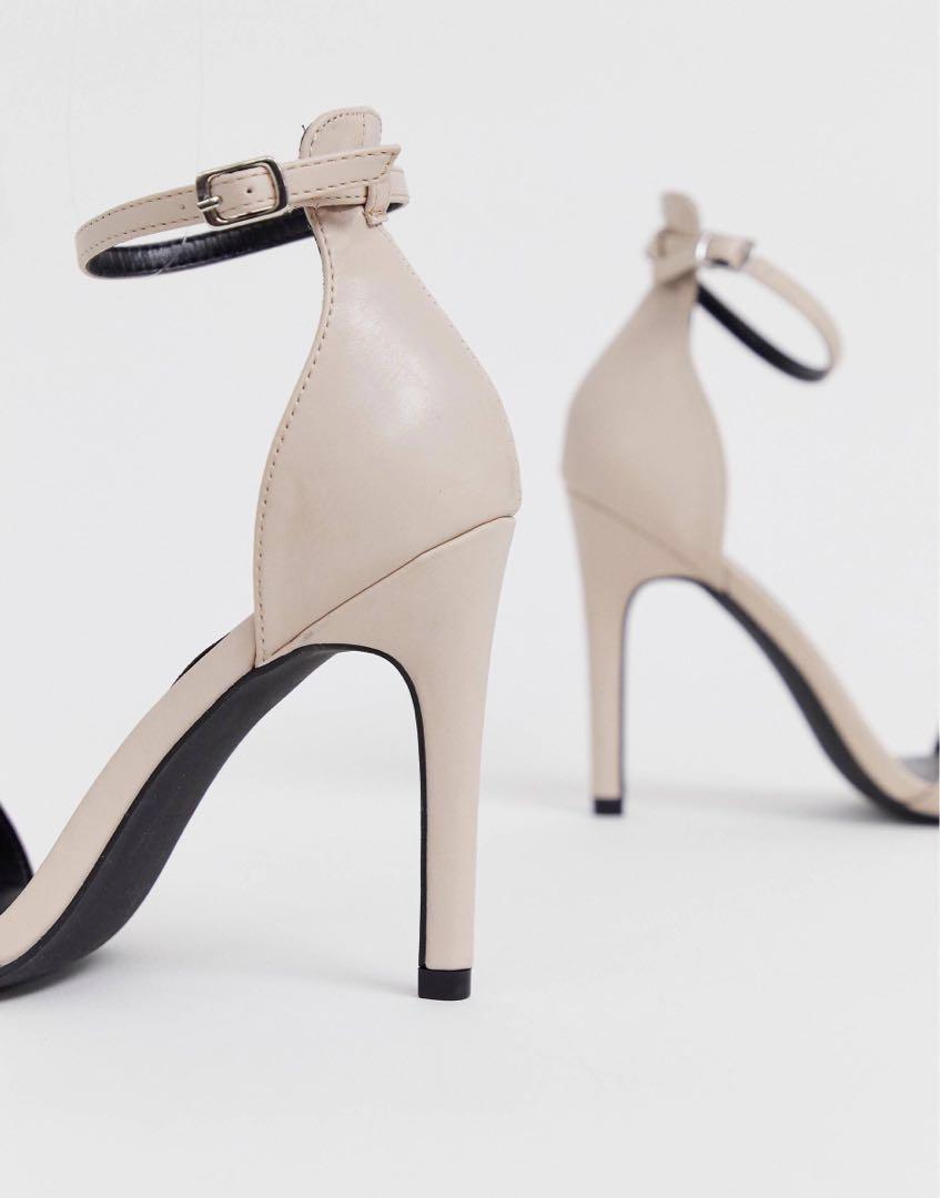 Cream Patent Padded Strap Stiletto Heel Sandals | New Look