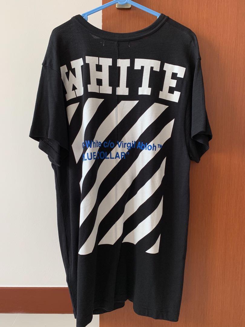 off white blue collar tee