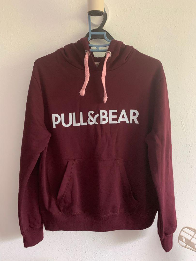 Hoodie pull and bear merah maroon new arrivals