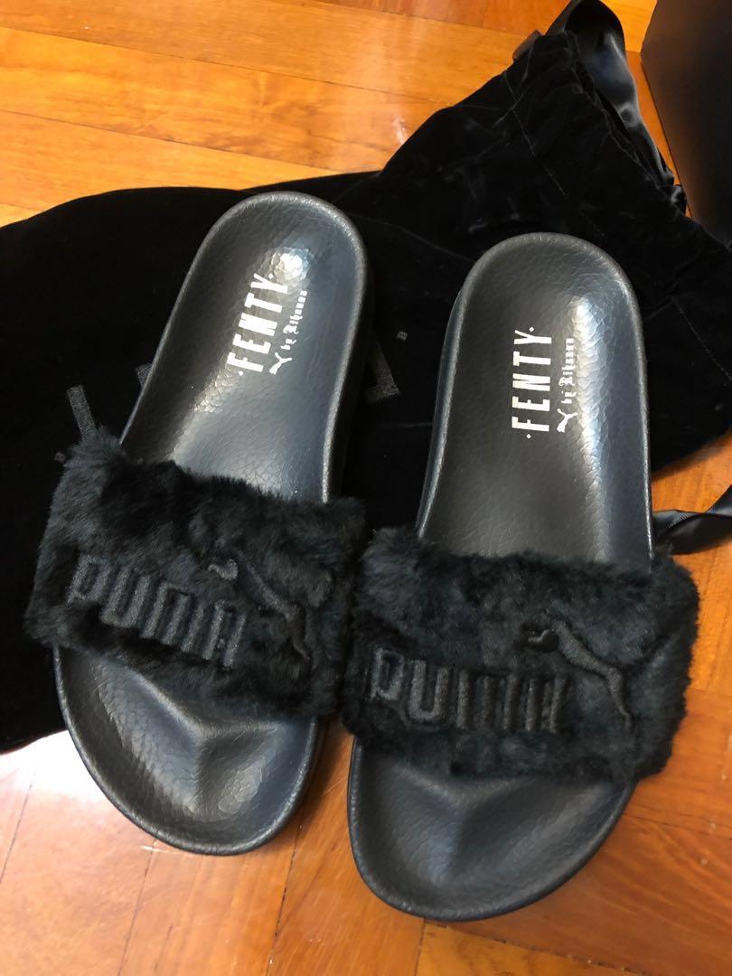 furry slippers puma