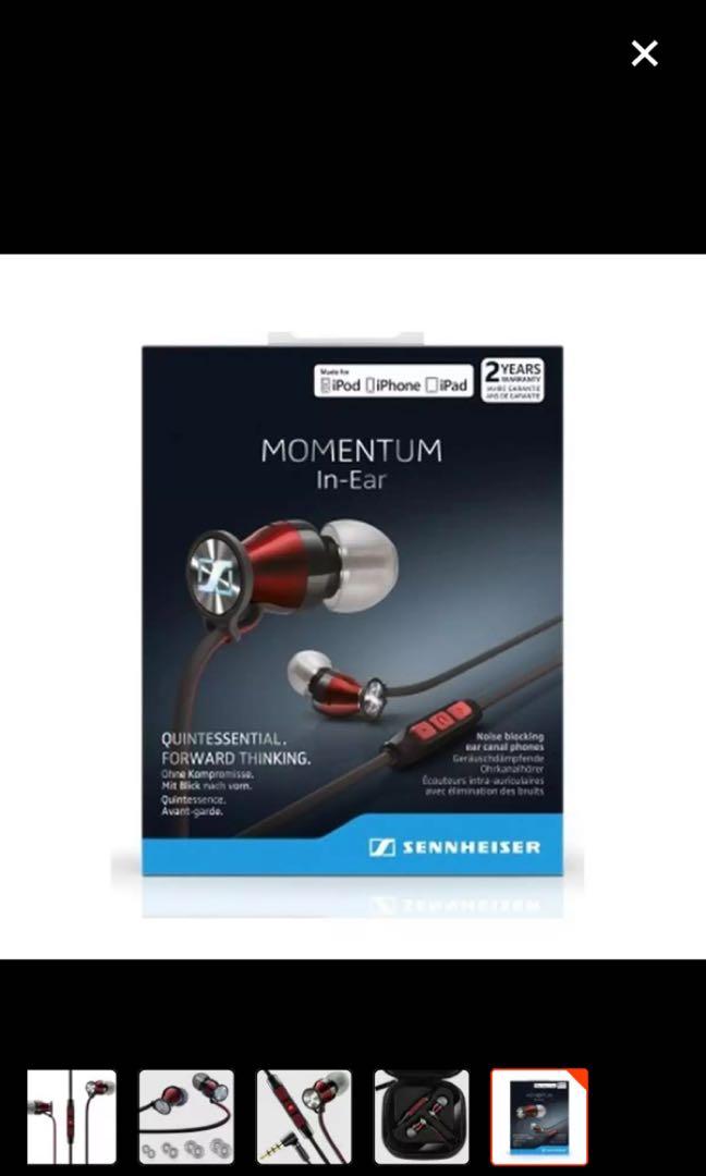 SENNHEISER MOMENTUM IN-EAR APPLE IOS VERSION HEADPHONES BLACK & RED