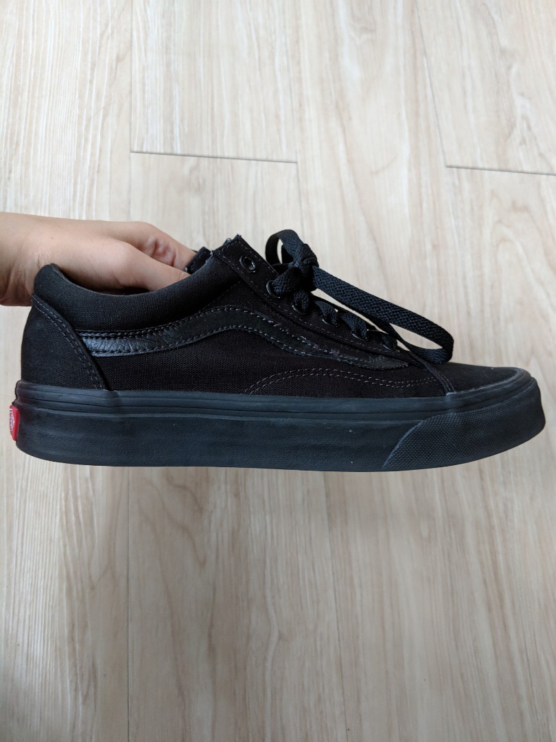 All black old shop skool vans womens