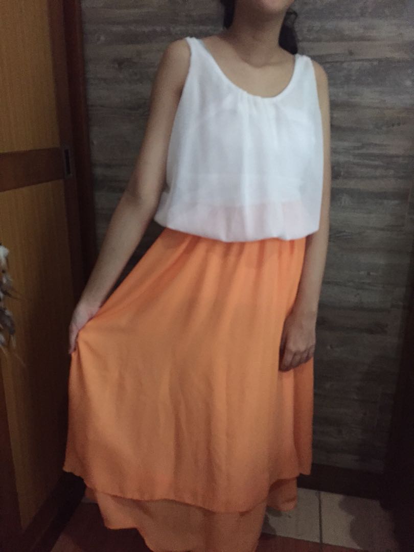 white orange dress