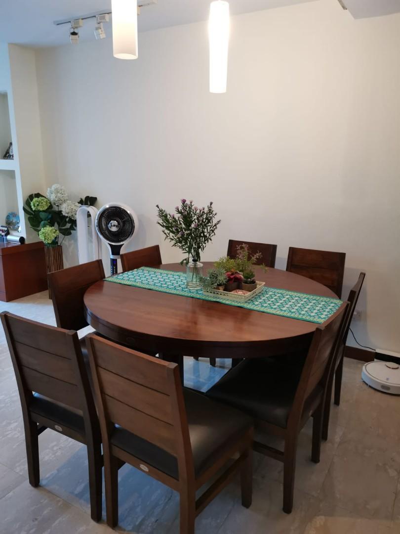 8 Seater Modern Teak Wood Dining Table And Chair Set Furniture Tables Chairs On Carousell