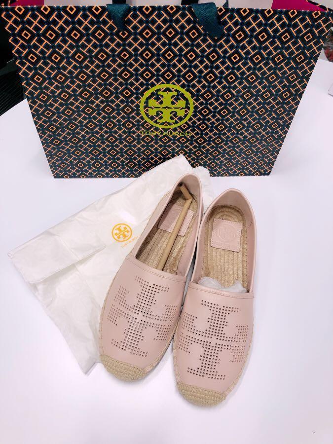 tory burch perforated logo flat espadrille