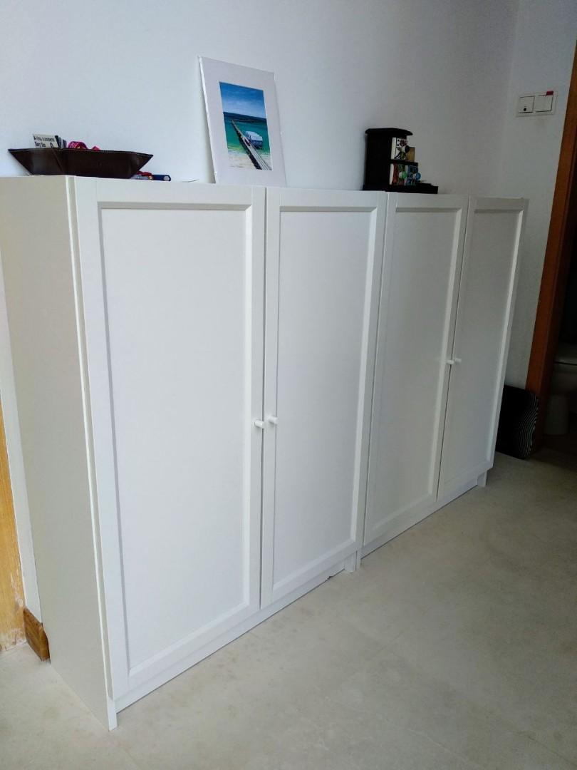 Bookcase IKEA BILLY with IKEA OXBERG doors, Furniture & Home Living