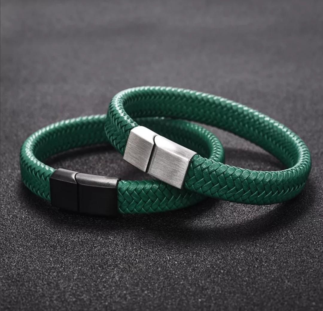 Mens leather hotsell magnetic bracelets