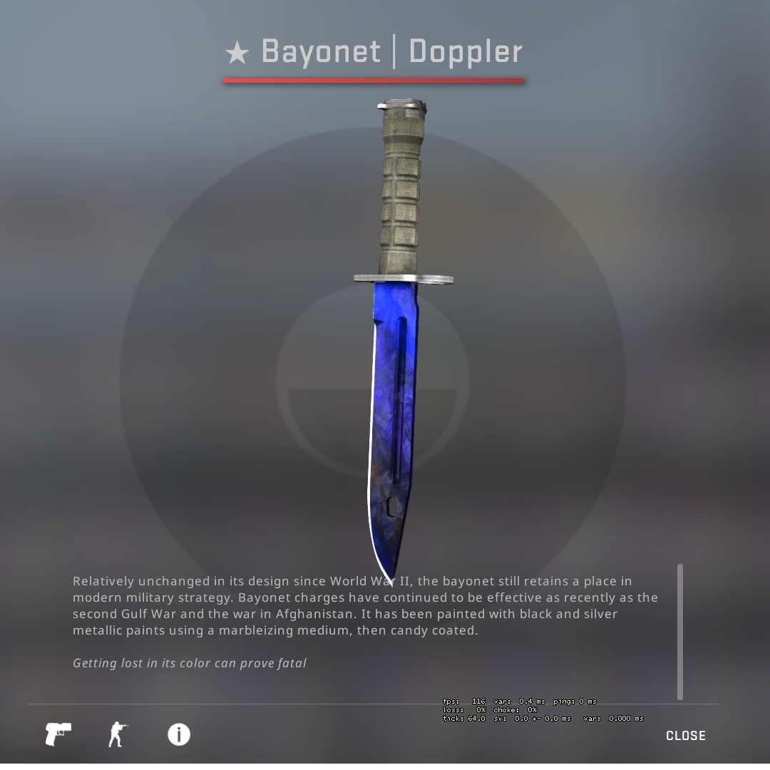 CSGO Bayonet Knife Doppler FN (Blue), Video Gaming, Gaming Accessories ...