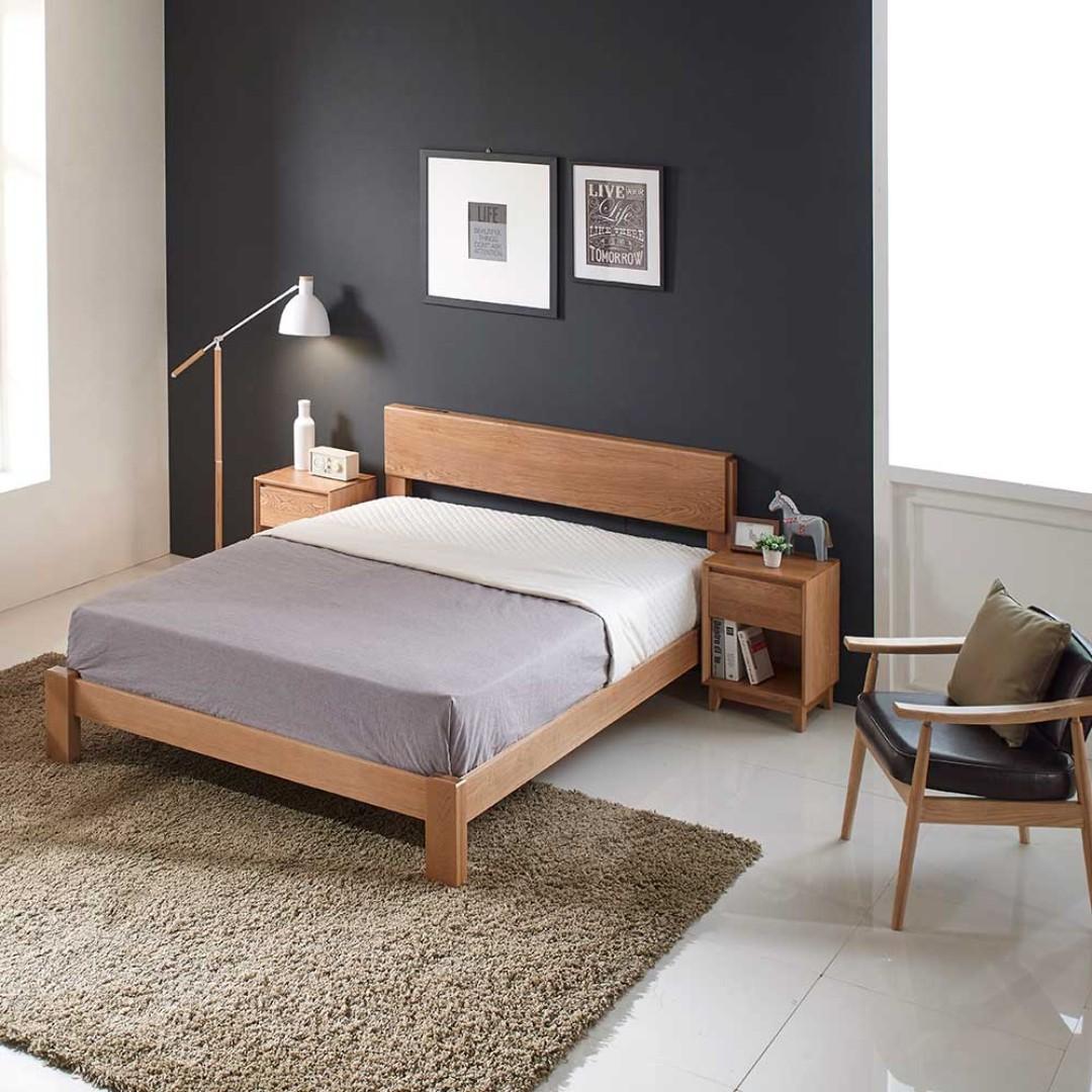 Momo Nature Oak Minimalist Bed Frame Queen 1 9m Furniture Beds Mattresses On Carousell