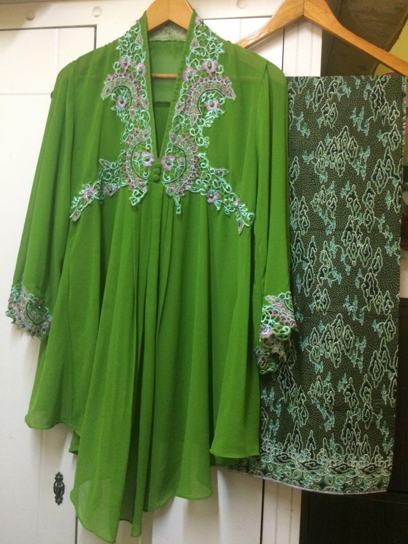 New Kebaya Sulam Batik Lipat Depan Muslimah Fashion Two Piece On Carousell