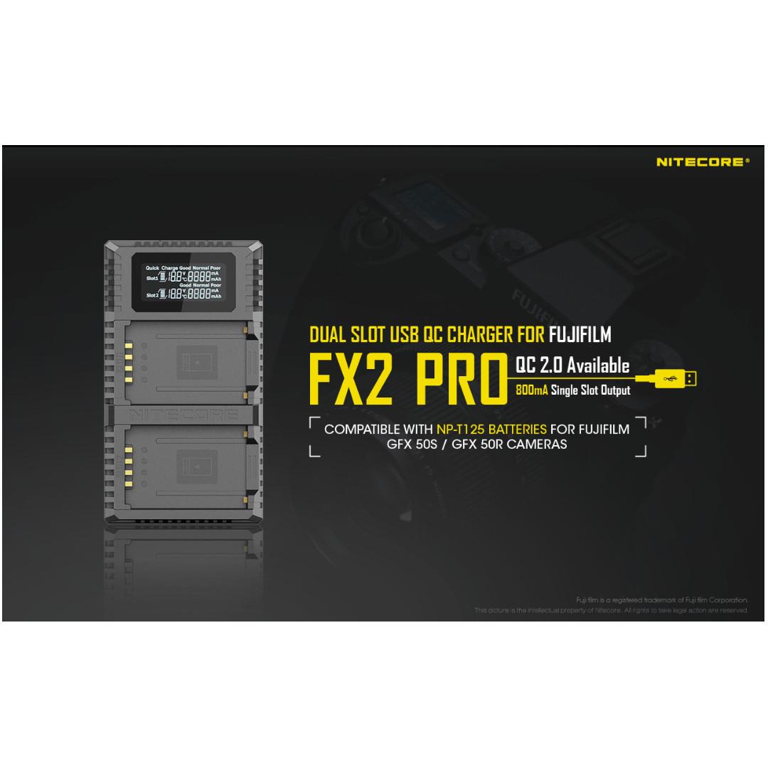 Nitecore FX2 PRO Dual Slot USB Charger (For Fujifilm NP-T125 Camera Battery)62863088508034110