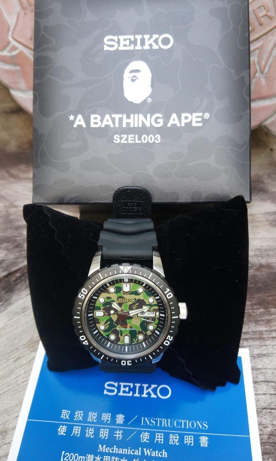 Seiko x BAPE Mechanical Divers Watch SZEL003, Luxury, Watches on Carousell