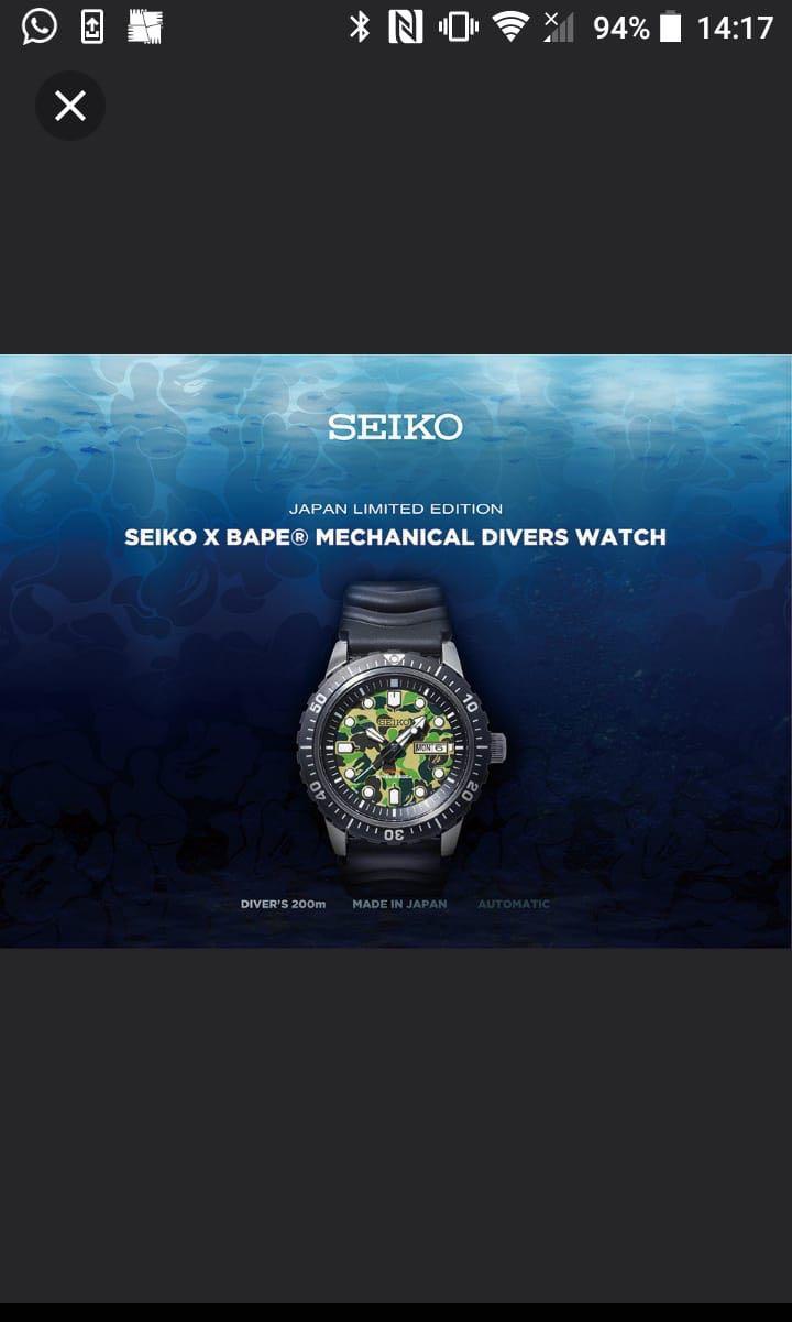 Seiko x BAPE Mechanical Divers Watch SZEL003 Luxury Watches on Carousell
