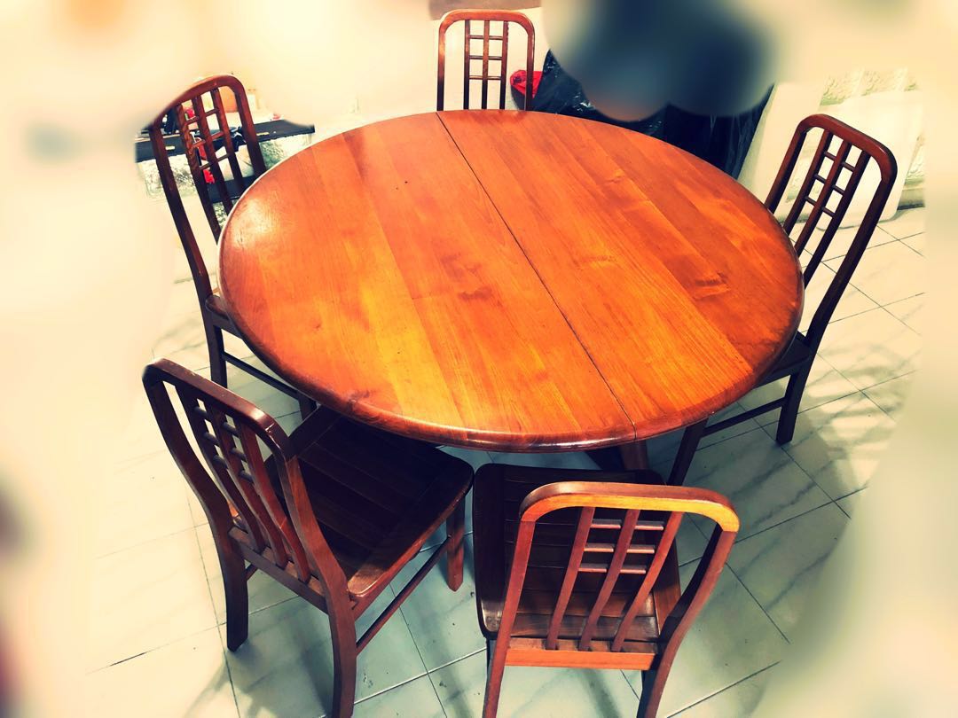 Solid Teak Wood Dining Table 5 Chairs