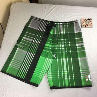 New Hurley Green Striped Black Board Shorts W 34 L 21