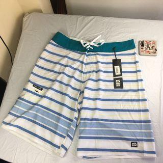 New Hang Loose White Blue Striped Board Shorts W 36 L 22.5