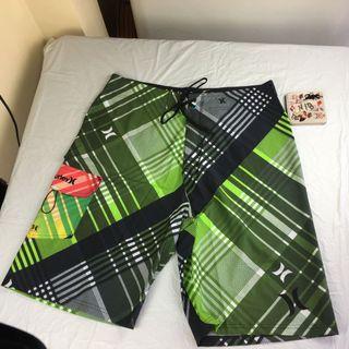 New Hurley Green Black Striped Board Shorts W 36 L 23