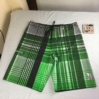 New Hurley Green Striped Black Board Shorts W 34 L 21
