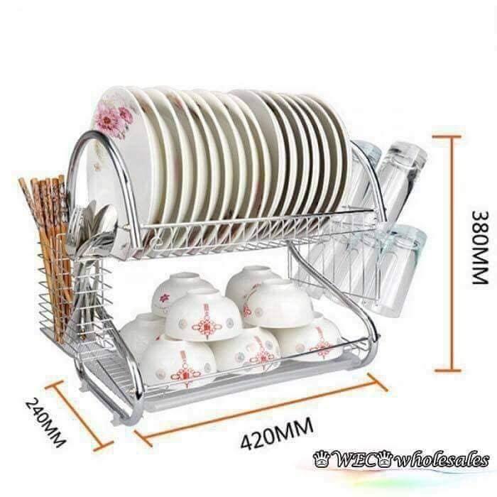 2 Layer Dish Organizer (Category: Food Organization & Storage) located in Taguig. Submitted by closetcompany (Listing ID 224503044, Image 1). Description: * Made of Aluminum Steel * 38 x 42 x 24 cm * Space Saver * Upper Rack for Plates * Lower Rack for Bowls and Mugs .