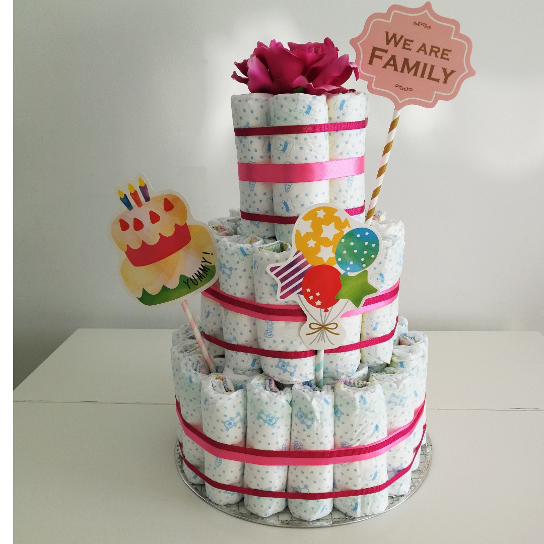 3 Tiered Diaper Cake For Girls The Perfect Gift For Baby Shower Or
