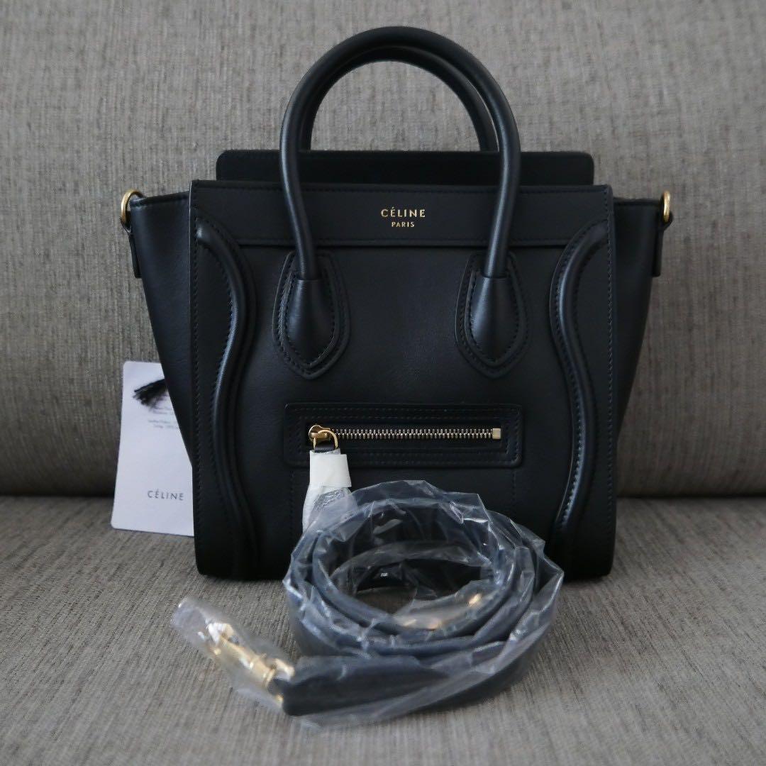 celine nano luggage smooth black