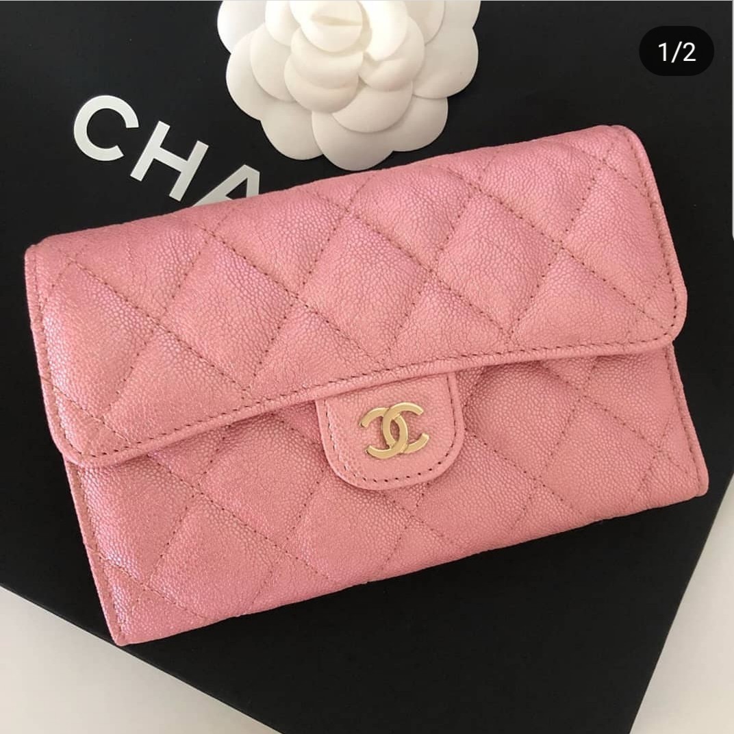 Chanel 19s medium wallet in Iridescent Pink with LGHW, Luxury, Bags ...