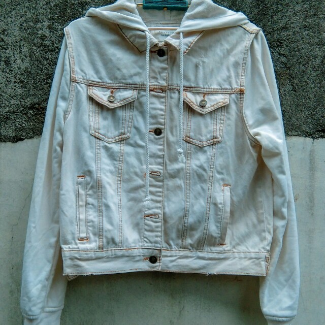 Forever 21 White Rugged Denim Jacket 