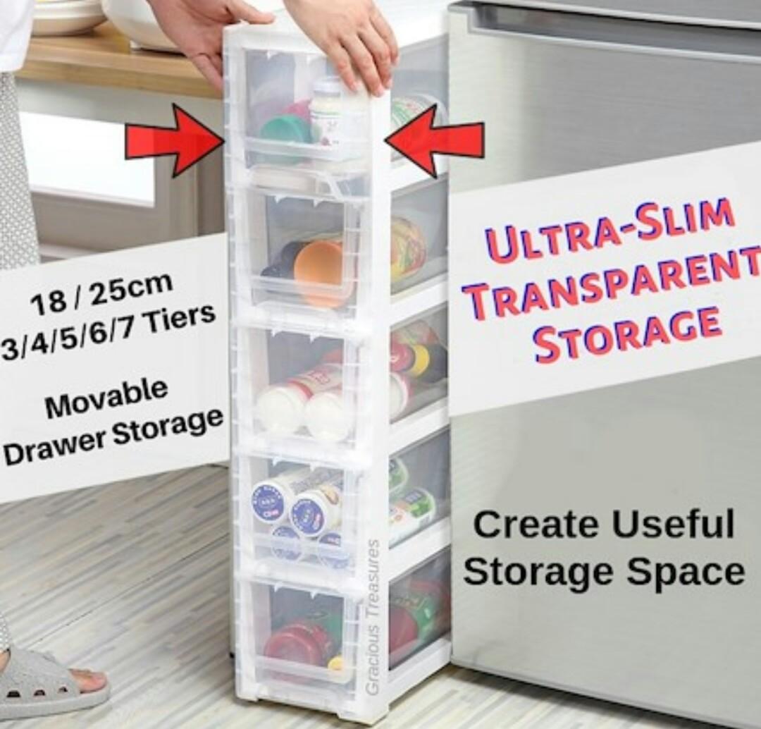 Free Delivery Storage Cabinet Plastic Slim Drawer Furniture Shelves Drawers On Carousell
