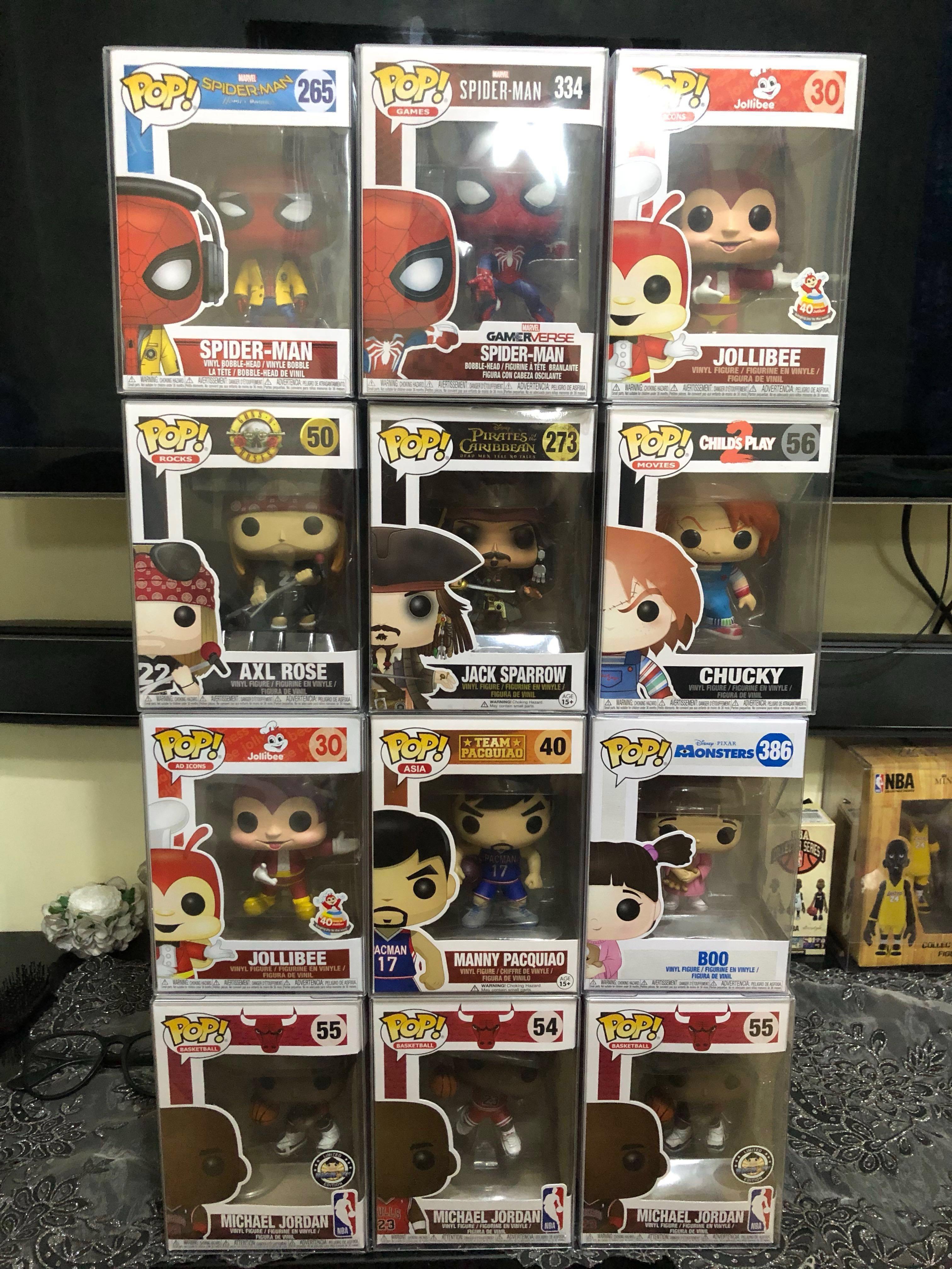 Funko Pop Sale! (Category: Designer & Blind Box Toys) located in Makati City. Submitted by krjd21 (Listing ID 208030491, Image 1). Description: Jolibee - 1,7k Manny Pacquiao (Basketball) - Sold Michael Jordan Black Jersey J11 - 1,5k Michael Jordan Jumpman- Sold Chucky - Sold Capt. Jack Sparrow - Sold Guns N Roses Axl Rose - Sold Spiderman w/ Headphone -Sold Spider-Man Gameverse - Sold Boo - Sold 09275605062 .