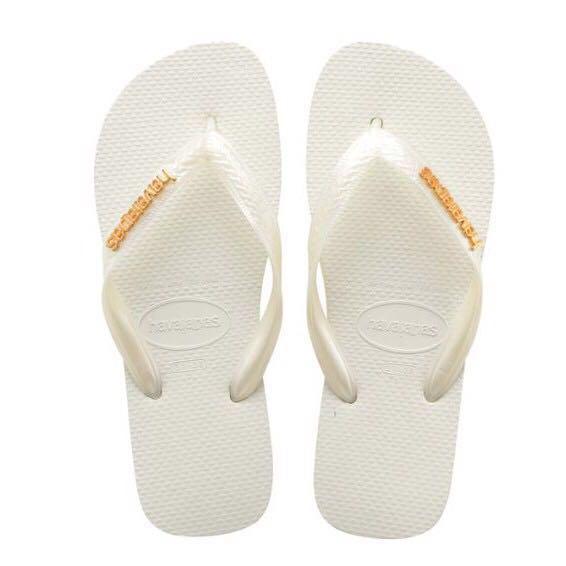 Havaianas with gold metal logo cheap