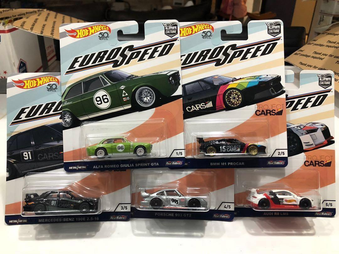 2018 Hot Wheels 1:64 EURO SPEED Complete Set of 5 Pcs