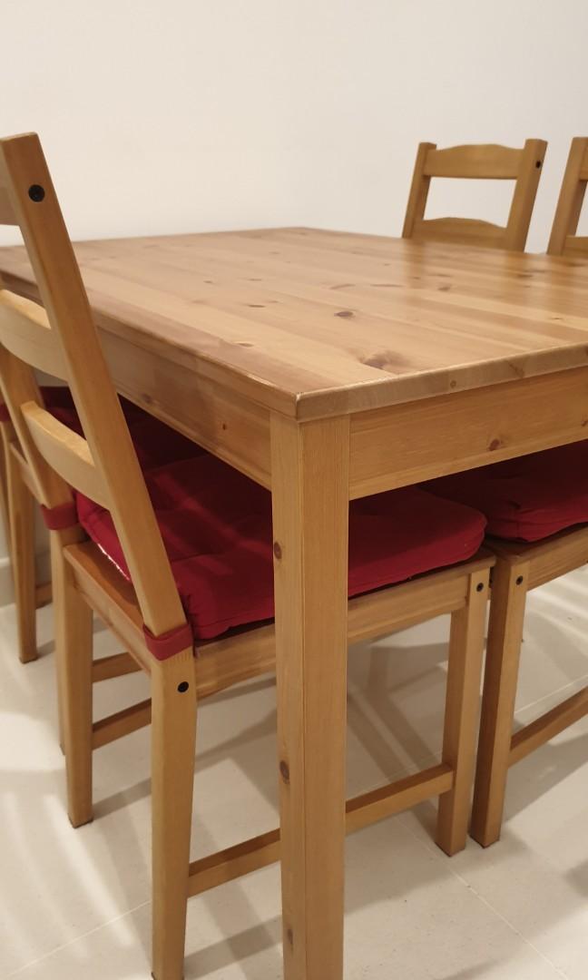 IKEA JOKKMOKK Dining Table and 4 Chairs (Light Brown), Furniture & Home Living, Furniture
