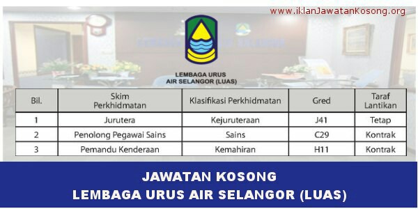 Jawatan Kosong Lembaga Urus Air Selangor Luas Jobs Full Time Computer It On Carousell