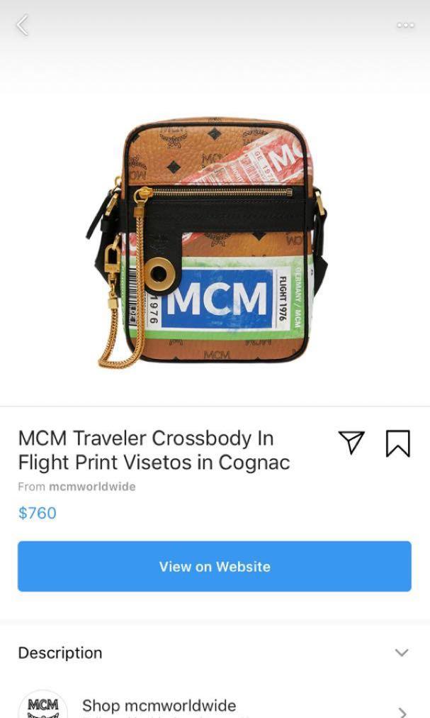 MCM Traveler Crossbody In Flight Print Visetos in Cognac Men s