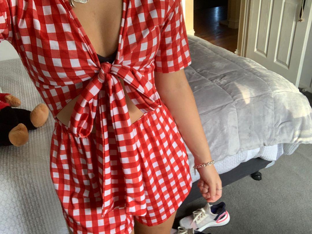 plt red playsuit